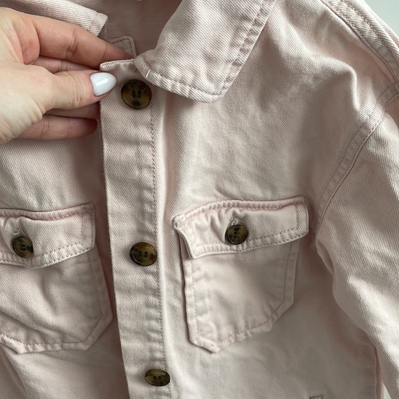 Girls Pink jean jacket With Brown buttons - Picture 3 of 5